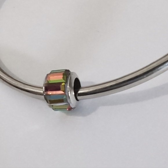 Silver‎ Iridescent Crystals Charm for Pandora Style Bracelet - Picture 1 of 4